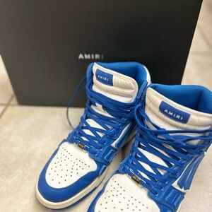 1000% Authentic AMIRI Men Blue and White Sneakers Skel Top Hi Size 43 - 11 U.S.